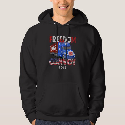 アメリカ国旗カナダ国旗の自由Convoy 2022 Truc パーカ (正面)