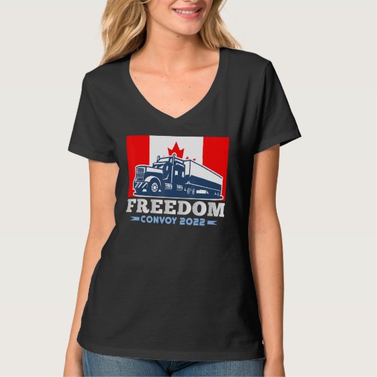 アメリカ国旗カナダ国旗の自由Convoy 2022 Truc Tシャツ (正面)