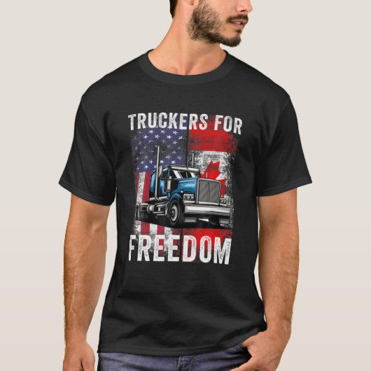 アメリカ国旗カナダ国旗の自由Convoy 2022 Truc Tシャツ (正面)