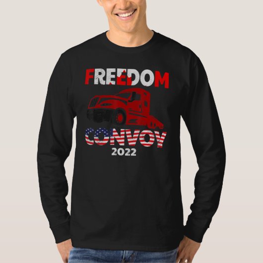アメリカ国旗カナダ国旗の自由Convoy 2022 Truc Tシャツ (正面)