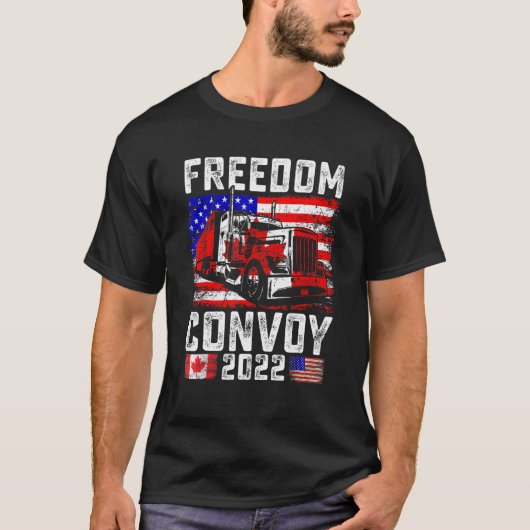 アメリカ国旗カナダ国旗の自由Convoy 2022 Truc Tシャツ (正面)
