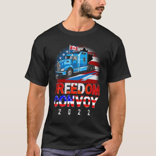 アメリカ国旗カナダ国旗の自由Convoy 2022 Truc Tシャツ (正面)