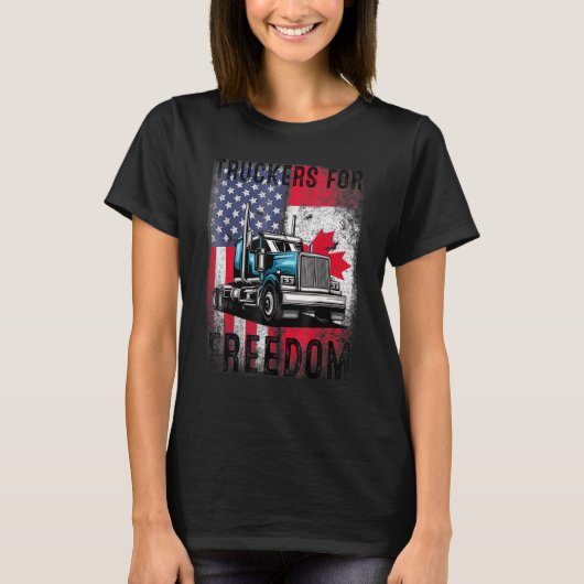アメリカ国旗カナダ国旗の自由Convoy 2022 Truc Tシャツ (正面)
