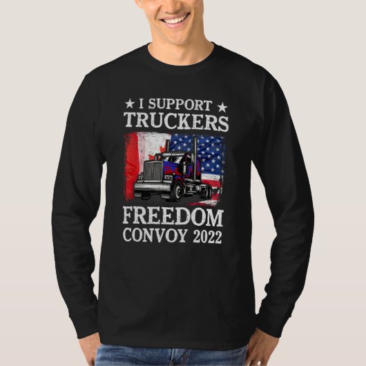 アメリカ国旗カナダ国旗の自由Convoy 2022 Truc Tシャツ (正面)