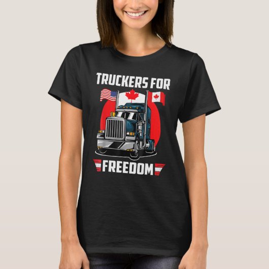 アメリカ国旗カナダ国旗の自由Convoy 2022 TRUC Tシャツ (正面)