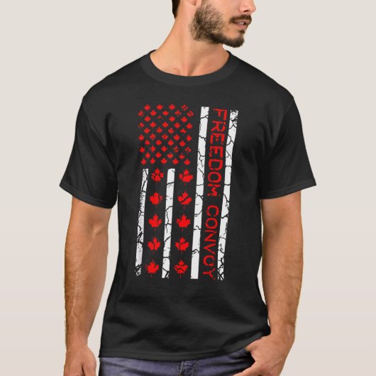 アメリカ国旗カナダ国旗の自由Convoy 2022 Truc Tシャツ (正面)
