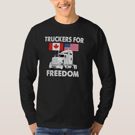 アメリカ国旗カナダ国旗の自由Convoy 2022 Truc Tシャツ (正面)