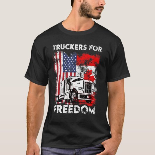 アメリカ国旗カナダ国旗の自由Convoy 2022 Truc Tシャツ (正面)