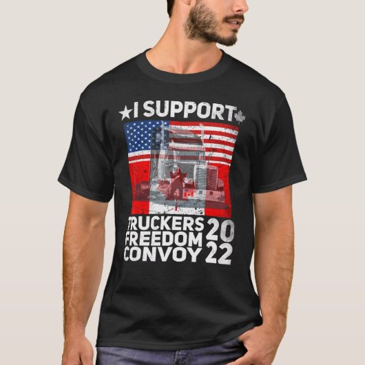 アメリカ国旗カナダ国旗の自由Convoy 2022 Truc Tシャツ (正面)