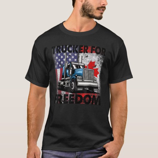 アメリカ国旗カナダ国旗の自由Convoy 2022 Truc Tシャツ (正面)