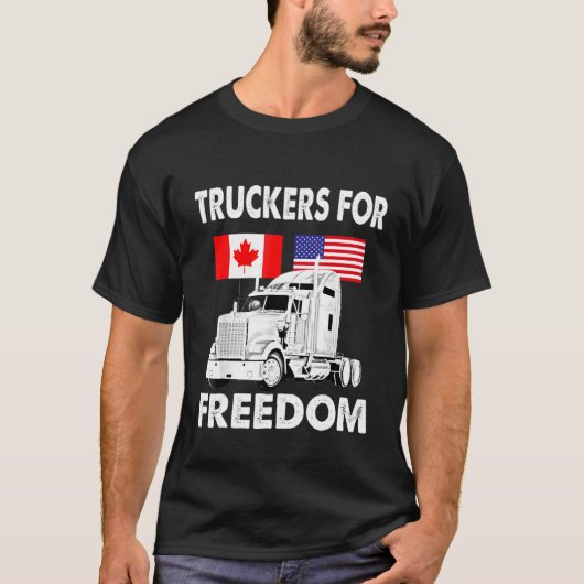 アメリカ国旗カナダ国旗の自由Convoy 2022 Truc Tシャツ (正面)