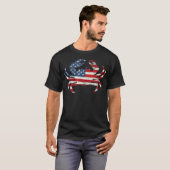 アメリカ国旗カニ - 独立記念日のカニ好き Tシャツ (正面フル)