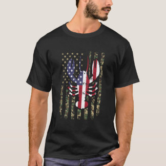 アメリカ国旗カモフラージュ ザリガニ 7月4日 気分 アメリカ愛 Tシャツ