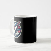 アメリカ国旗カラーの赤白のUSAクリケット コーヒーマグカップ (正面左)