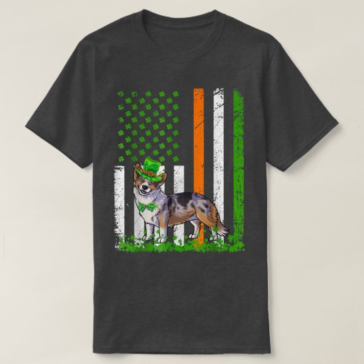 アメリカ国旗カルディガンウェルシュコーギー愛犬家St P Tシャツ (デザイン正面)