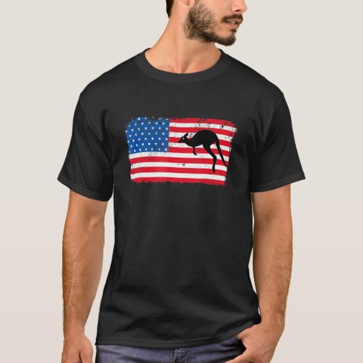 アメリカ国旗カンガルーキッズメンズ7月4日 Tシャツ (正面)