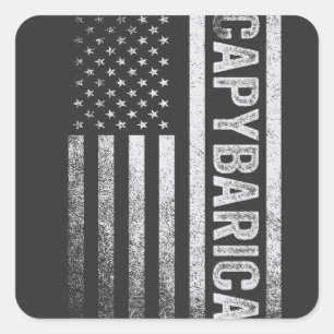 アメリカ国旗キャピバラおもしろい恋人キャピバリカ4日 スクエアシール