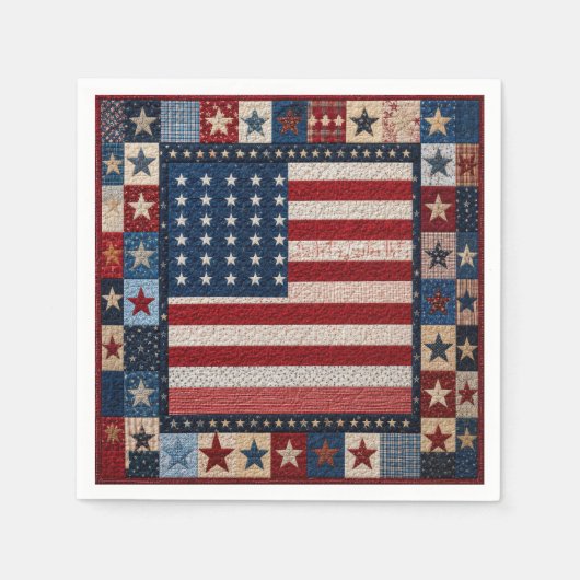 アメリカ国旗キルト柄 スタンダードカクテルナプキン (正面)