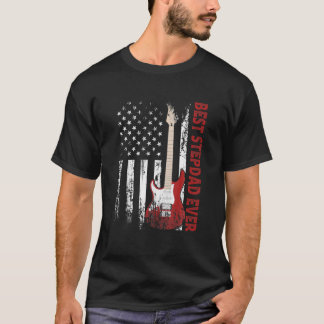 アメリカ国旗ギター・クリスチャンTシャツ アメリカで最高のお父さん メンズ Tシャツ