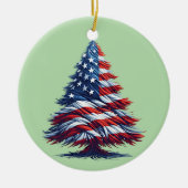 アメリカ国旗クリスマスツリー愛国芸術 セラミックオーナメント (正面)