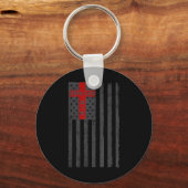 アメリカ国旗クロス教皇レオ14世 – カトリック新改宗 キーホルダー (正面)