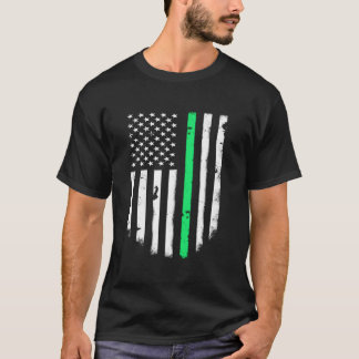 アメリカ国旗グリーンラインジャケットトップ Tシャツ
