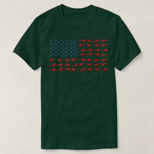 アメリカ国旗コイ魚池カープ日本 Tシャツ (デザイン正面)