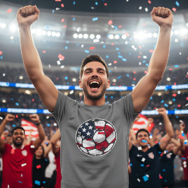 アメリカ国旗サッカーボール 愛国的なアメリカンフットボール Tシャツ