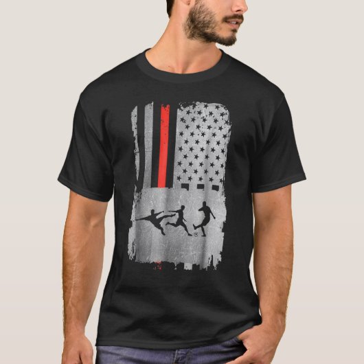 アメリカ国旗サッカー男性女性児童青少年20 Tシャツ (正面)