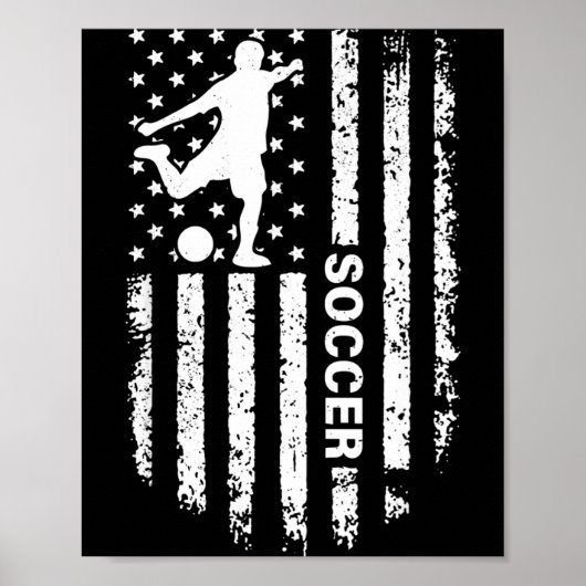 アメリカ国旗サッカー選手USA愛国ヴィンテージ ポスター (正面)
