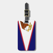 アメリカ国旗サモア荷物タグwレザーストラップ ラゲッジタグ (正面縦)