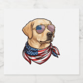 アメリカ国旗サングラスバンダナ犬 スパークリングワインラベル (シングルラベル)