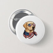 アメリカ国旗サングラスバンダナ犬 缶バッジ (正面&裏面)