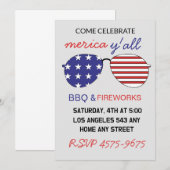 アメリカ国旗サングラス ハッピー・フォース・オブ・ジュライ 招待状 (正面/裏面)