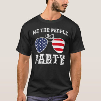 アメリカ国旗サングラス パーティー好きな私たち Tシャツ
