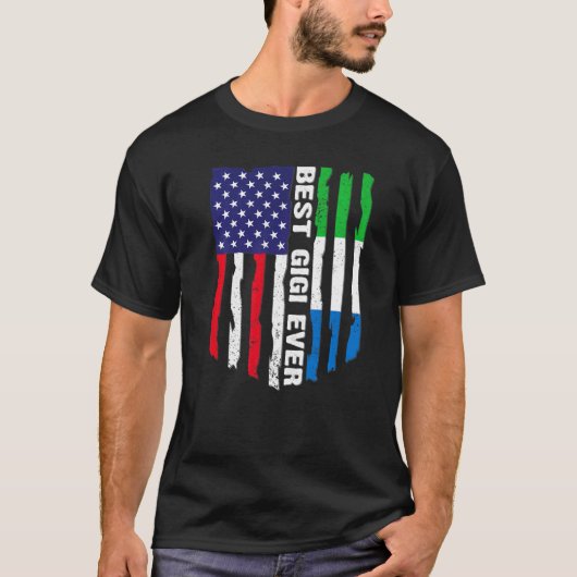 アメリカ国旗シエラレオネ最高の国旗ギエバーファム Tシャツ (正面)