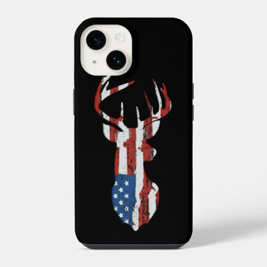 アメリカ国旗シカ iPhoneケース (裏面)