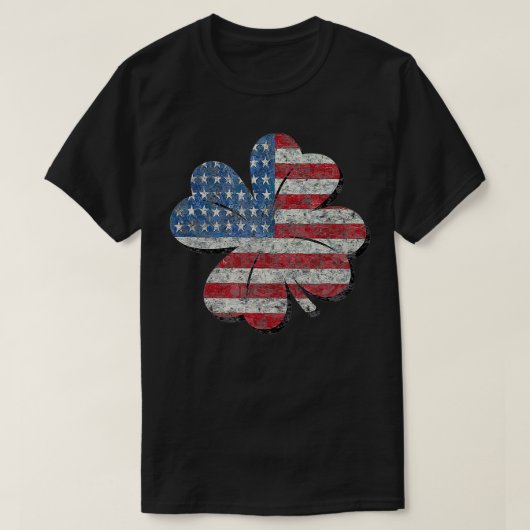 アメリカ国旗シャムロックアイルランドヴィンテージSt patricksD Tシャツ (デザイン正面)