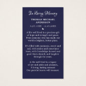 アメリカ国旗シンプル祈りの言葉記念葬式カード (裏面)