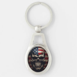 アメリカ国旗スカル キーホルダー