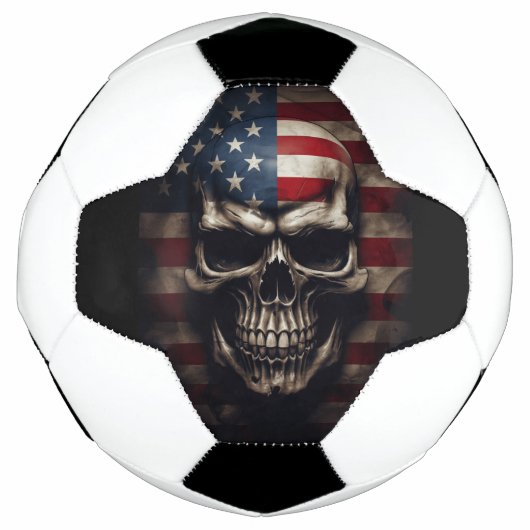 アメリカ国旗スカル サッカーボール (正面)