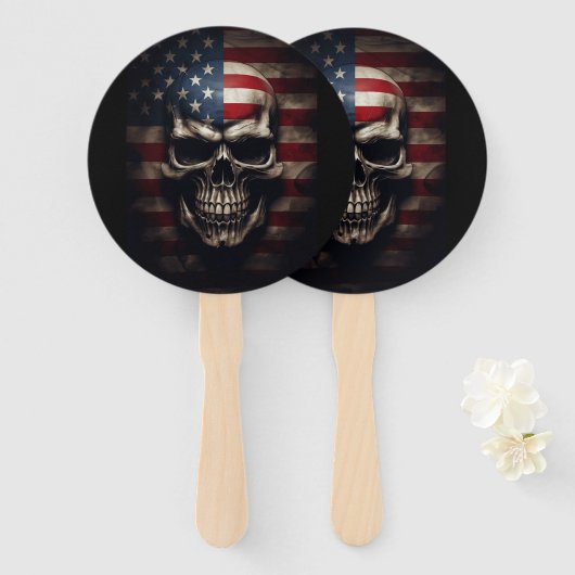 アメリカ国旗スカル ハンドファン (正面&裏面)
