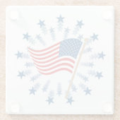 アメリカ国旗スターバスト花火7月4日 ガラスコースター (裏面)