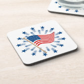 アメリカ国旗スターバスト花火7月4日 コースター (左側)