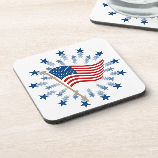 アメリカ国旗スターバスト花火7月4日 コースター (左側)