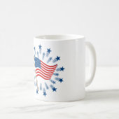 アメリカ国旗スターバスト花火7月4日 コーヒーマグカップ (正面右)