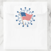 アメリカ国旗スターバスト花火7月4日 スクエアシール (バッグ)