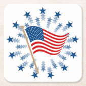 アメリカ国旗スターバスト花火7月4日 スクエアペーパーコースター (正面)