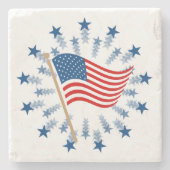 アメリカ国旗スターバスト花火7月4日 ストーンコースター (正面)