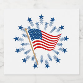 アメリカ国旗スターバスト花火7月4日 スパークリングワインラベル